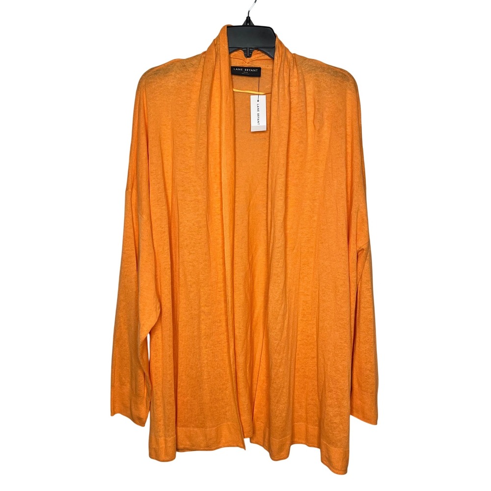 Lane Bryant NEW Orange LINEN BLEND Open Front Cardigan Sweater Plus Size 26 / 28